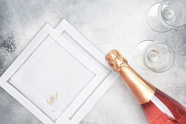 CHAMPAGNE CELEBRATION COCKTAIL NAPKINS, SET OF 4