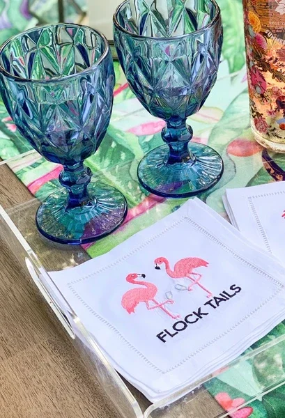 FLOCK TAILS COCKTAIL NAPKINS, SET OF 4