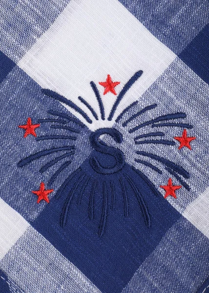 GINGHAM NAPKINS-BLUE & WHITE-FIREWORKS, SET OF 4